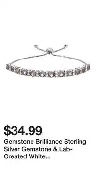 Kohl's Gemstone Brilliance Sterling Silver Gemstone & Lab-Created White Sapphire Adjustable Bracelet offer