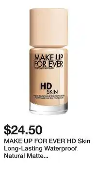 Kohl's MAKE UP FOR EVER HD Skin Long-Lasting Waterproof Natural Matte Foundation offer