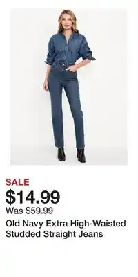 Old Navy Old Navy Extra High-Waisted Studded Straight Jeans offer