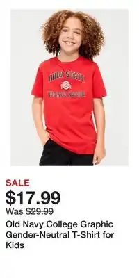 Old Navy Old Navy College Graphic Gender-Neutral T-Shirt for Kids offer