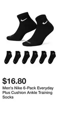 Kohl's Men's Nike 6-Pack Everyday Plus Cushion Ankle Training Socks offer