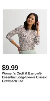 Kohl's Women's Croft & Barrow Essential Long-Sleeve Classic Crewneck Tee offer