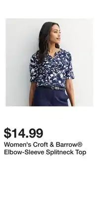 Kohl's Women's Croft & Barrow Elbow-Sleeve Splitneck Top offer
