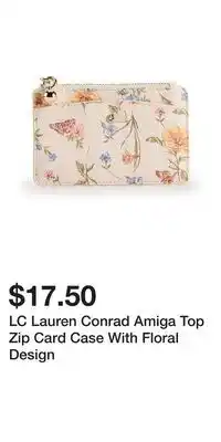 Kohl's LC Lauren Conrad Amiga Top Zip Card Case With Floral Design offer