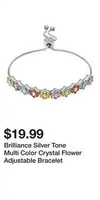 Kohl's Brilliance Silver Tone Multi Color Crystal Flower Adjustable Bracelet offer