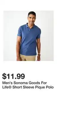 Kohl's Men's Sonoma Goods For Life Short Sleeve Pique Polo offer