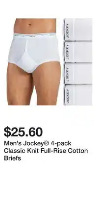 Kohl's Men's Jockey 4-pack Classic Knit Full-Rise Cotton Briefs offer