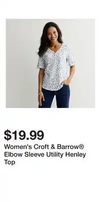 Kohl's Women's Croft & Barrow Elbow Sleeve Utility Henley Top offer