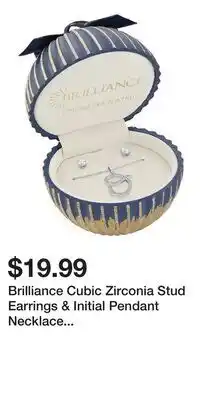 Kohl's Brilliance Cubic Zirconia Stud Earrings & Initial Pendant Necklace Set in Ornament Gift Box offer