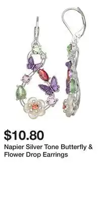 Kohl's Napier Silver Tone Butterfly & Flower Drop Earrings offer