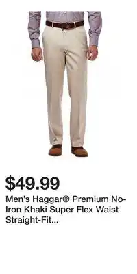 Kohl's Men's Haggar Premium No-Iron Khaki Super Flex Waist Straight-Fit Stretch Flat-Front Pants offer