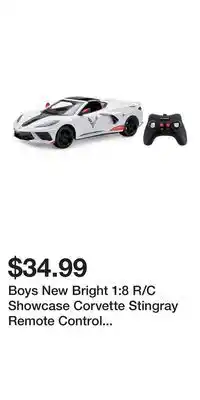 Kohl's Boys New Bright 1:8 R/C Showcase Corvette Stingray Remote Control Car Toy offer