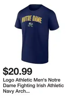 Dick's Sporting Goods Logo Athletic Men's Notre Dame Fighting Irish Athletic Navy Arch Promo Short Sleeve T-Shirt offer