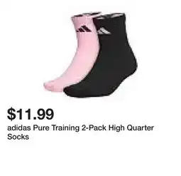 Dick's Sporting Goods adidas Pure Training 2-Pack High Quarter Socks offer