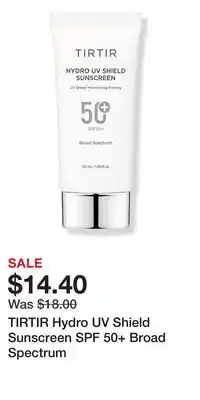 Ulta Beauty TIRTIR Hydro UV Shield Sunscreen SPF 50+ Broad Spectrum offer