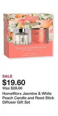 Ulta Beauty HomeWorx Jasmine & White Peach Candle and Reed Stick Diffuser Gift Set offer