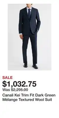 Nordstrom Canali Kei Trim Fit Dark Green Mélange Textured Wool Suit offer