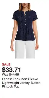 Nordstrom Lands' End Short Sleeve Lightweight Jersey Button Pintuck Top offer