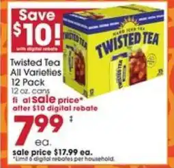 Giant Eagle Twisted Tea All Varieties offer