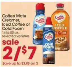 Giant Eagle Coffee Mate Creamer, Iced Coffee or Cold Foam offer