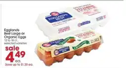 Giant Eagle Egglands Best Large or Organic Eggs offer
