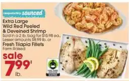 Giant Eagle Extra Large Wild Red Peeled & Deveined Shrimp or Fresh Tilapia Fillets offer
