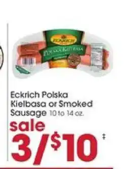 Giant Eagle Eckrich Polska Kielbasa or Smoked Sausage offer