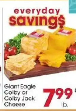 Giant Eagle Giant Eagle Colby or Colby Jack Cheese offer