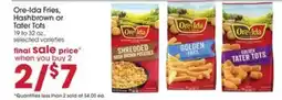 Giant Eagle Ore-Ida Fries, Hashbrown or Tater Tots offer