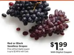 Kroger Red or Black Seedless Grapes offer