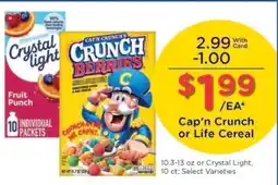 Kroger Cap'n Crunch or Life Cereal offer