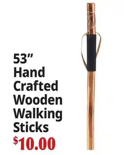 Ocean State Job Lot 53 Hand Crafted Wooden Walking Sticks offer