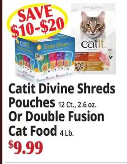 Ocean State Job Lot Catit Divine Shreds Pouches 12 Ct., 2.6 oz. Or Double Fusion Cat Food 4 Lb offer