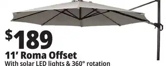 Ocean State Job Lot 11' Roma Offset Patio Umbrella with Solar LED Lights Beige offer