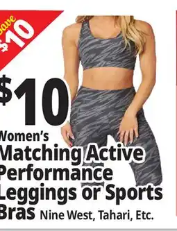 Ocean State Job Lot Women's Matching Active Performance Leggings or Sports Bras offer