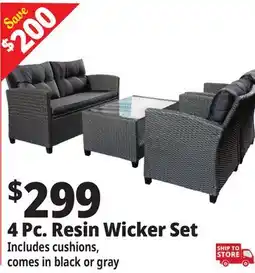 Ocean State Job Lot Outdoor 4-Piece Resin Wicker Patio Set Black/Black offer