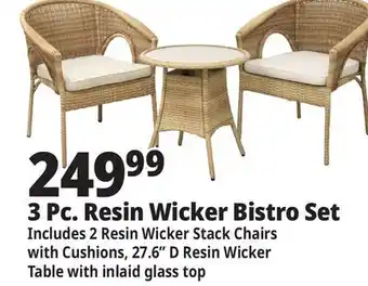 Ocean State Job Lot 3-Piece Resin Wicker Bistro Set Tan offer