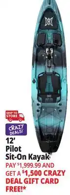 Ocean State Job Lot 12' Pilot Sit-On Kayak offer