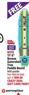 Ocean State Job Lot BOTE 11' x 6 Breeze Gatorshell Trax Paddle Board with Paddle Citron offer