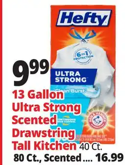 Ocean State Job Lot Hefty Ultra Strong Blackout Clean Burst 13 Gallon Trash Bags 80 Count offer