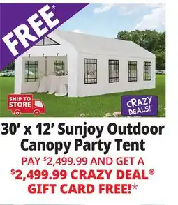 Ocean State Job Lot Sunjoy 30' x 12' Outdoor Canopy Party Tent White offer