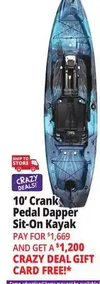 Ocean State Job Lot Perception Crank 10.0 Recreational Pedal Kayak Dapper offer
