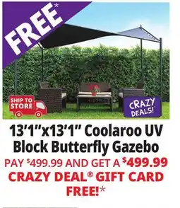 Ocean State Job Lot Coolaroo 13'1 X 13'1 UV Block Modern Butterfly Gazebo Charcoal offer