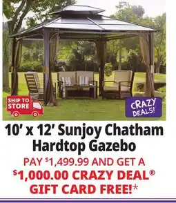 Ocean State Job Lot Sunjoy Chatham 10' x 12' Hardtop Gazebo with Netting offer