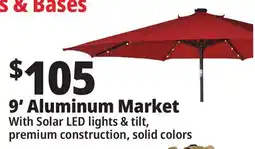 Ocean State Job Lot 9' Aluminum Market Umbrella with Solar LED Lights offer