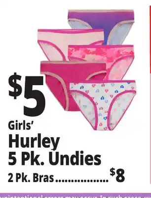 Ocean State Job Lot Girls' Hurley 5 Pk. Undies offer