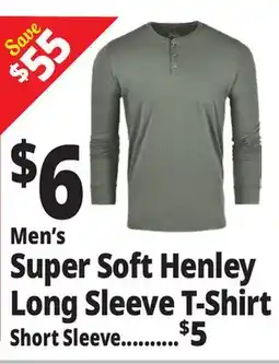 Ocean State Job Lot Men's Super Soft Henley Long Sleeve T-Shirt offer