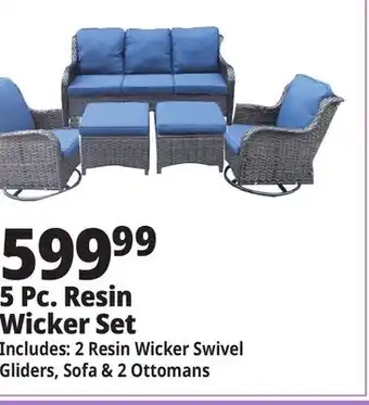 Ocean State Job Lot 5 PC Resin Wicker Set offer
