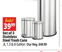 Ocean State Job Lot Set of 3 Stainless Steel Trash Cans offer