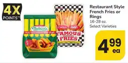 Albertsons Restaurant Style French Fries or Rings offer
